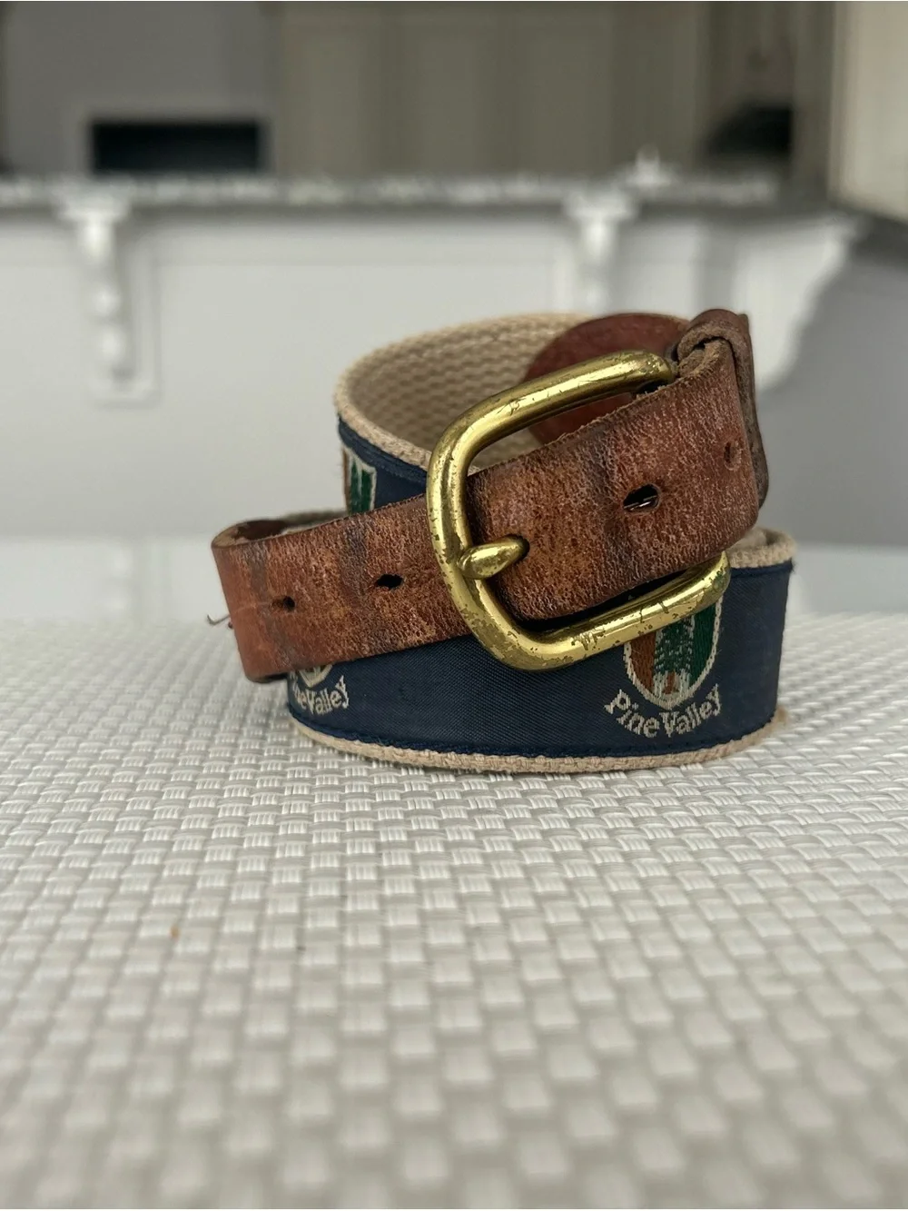 Pine Valley Golf Club Essex Embroidered Ribbon Belt Mens 44